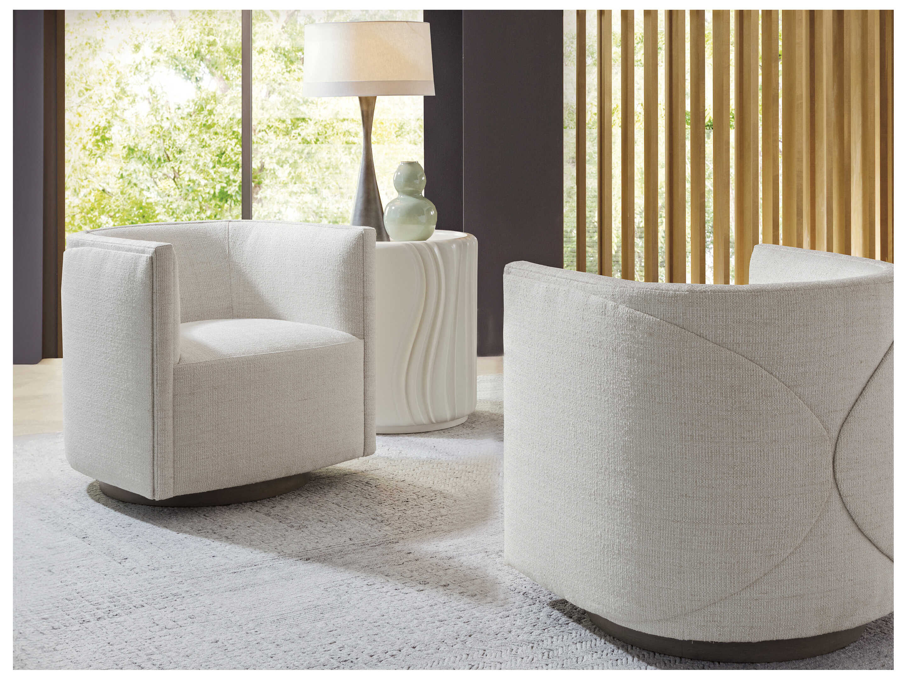 Artistica Upholstery Swivel Cream Accent Chair Ingrid