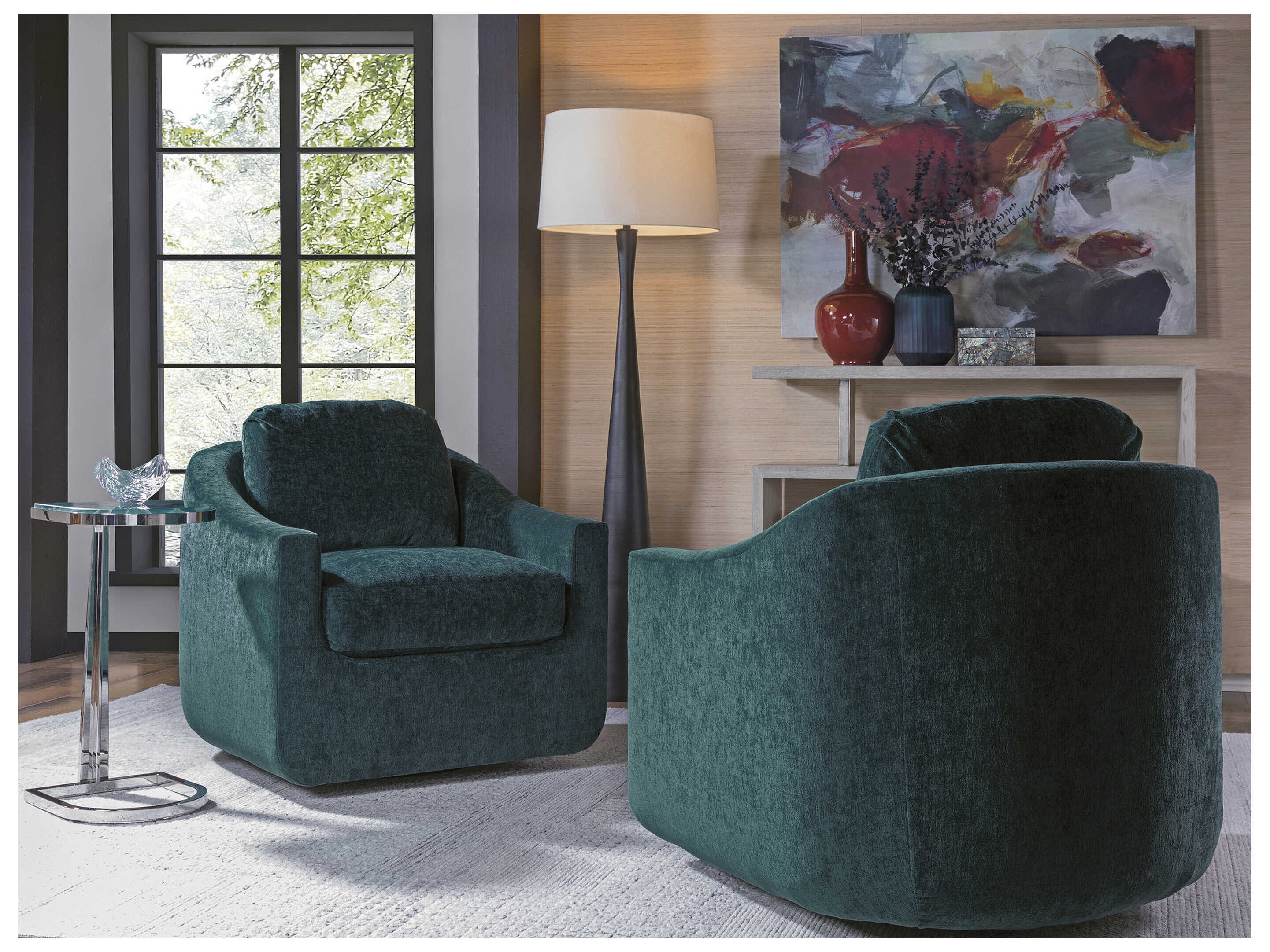 Artistica Upholstery Swivel Blue Accent Chair Liz