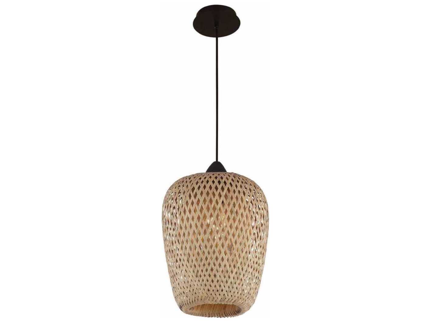 Avenue Lighting Tulum 1-Light Bamboo Wicker Black Brown Mini Pendant