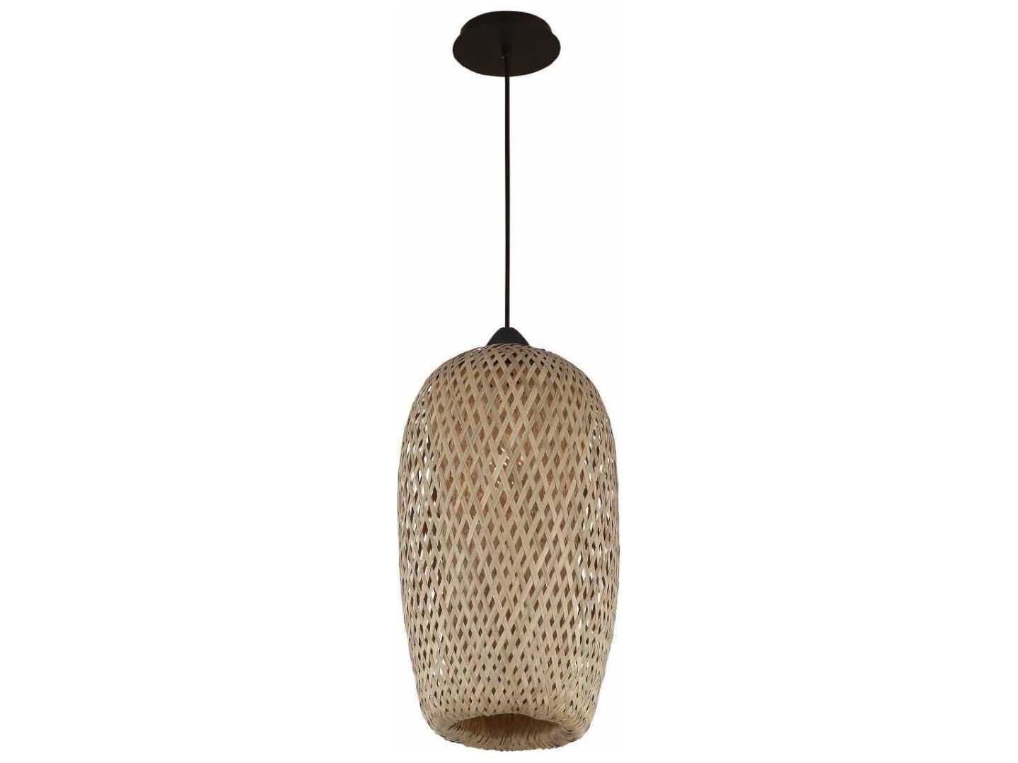 Avenue Lighting Tulum 1-Light Bamboo Wicker Black Brown Mini Pendant