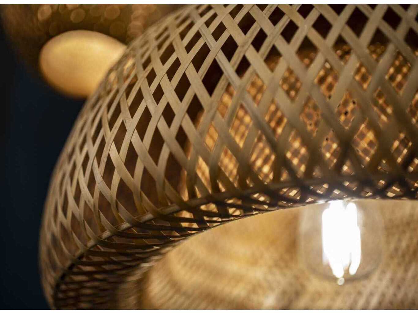 Avenue Lighting Tulum 1-Light Bamboo Wicker Black Brown Dome Pendant