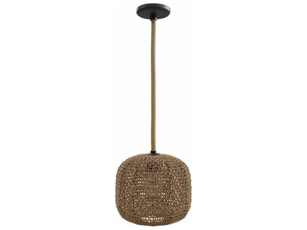 Avenue Lighting Malibu 1-Light Natural Hemp Rope Brown Round Mini Pendant