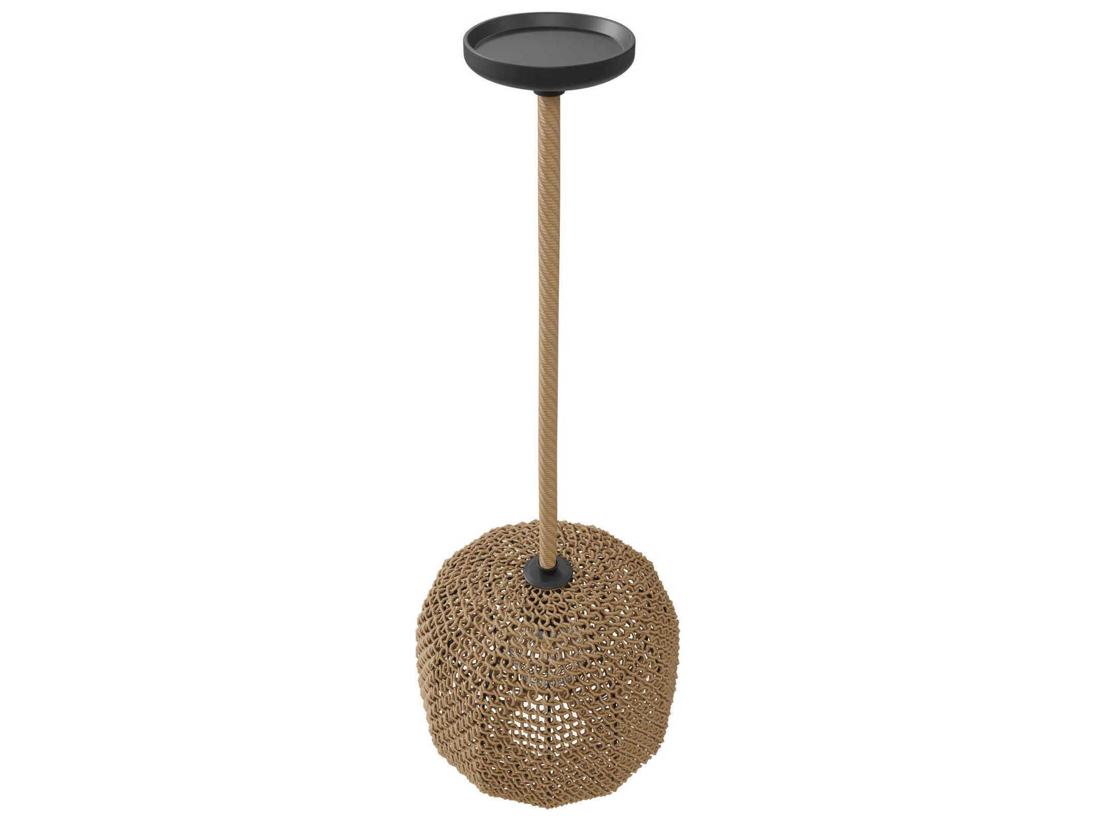 Avenue Lighting Malibu 1-Light Natural Hemp Rope Brown Round Mini Pendant