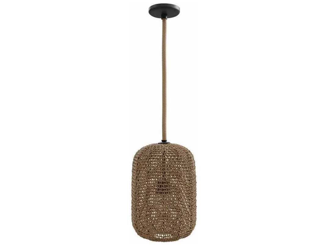 Avenue Lighting Malibu 1-Light Natural Hemp Rope Brown Cylinder Mini Pendant