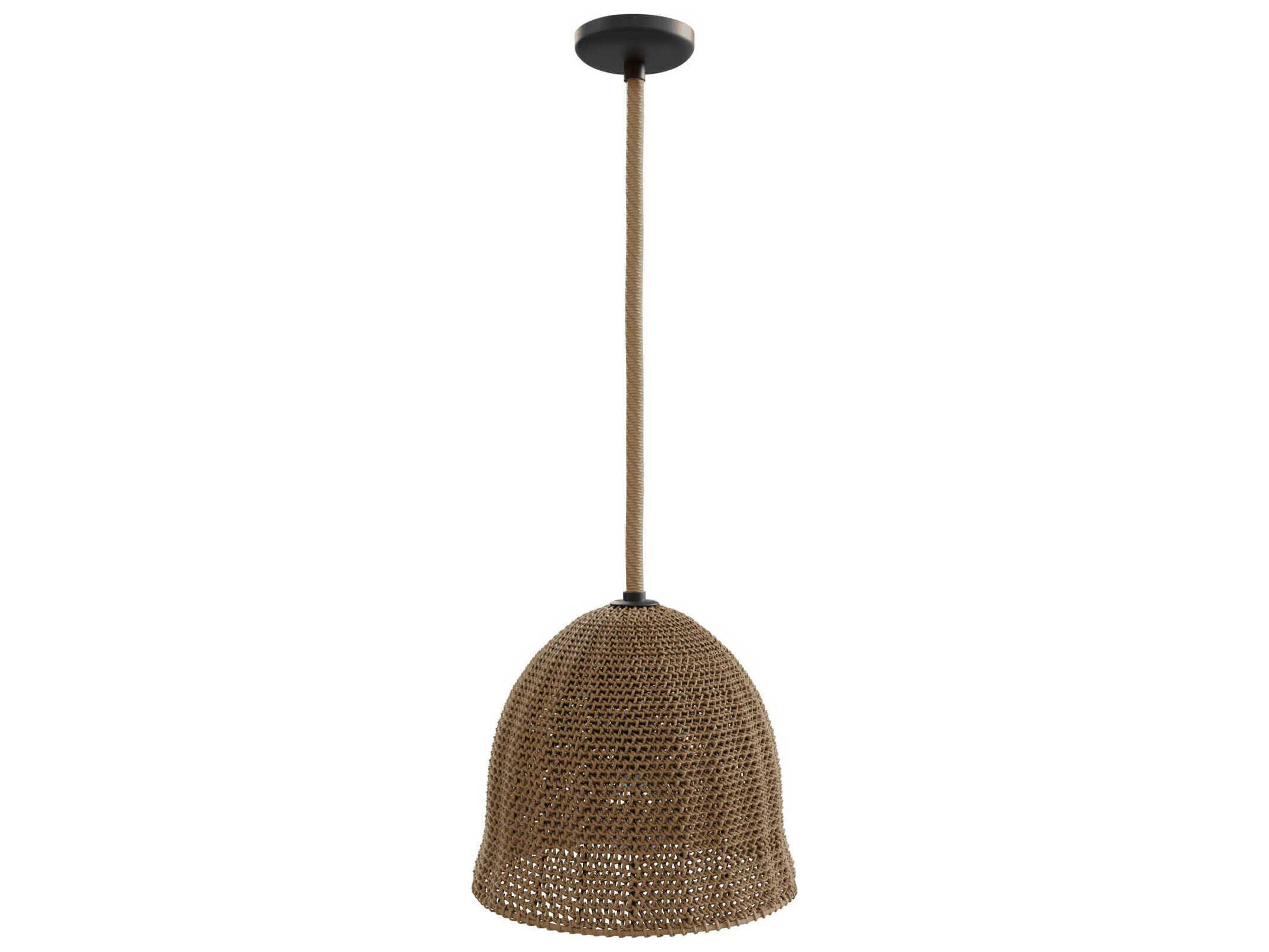 Avenue Lighting Malibu 1-Light Natural Hemp Rope Brown Bell Pendant