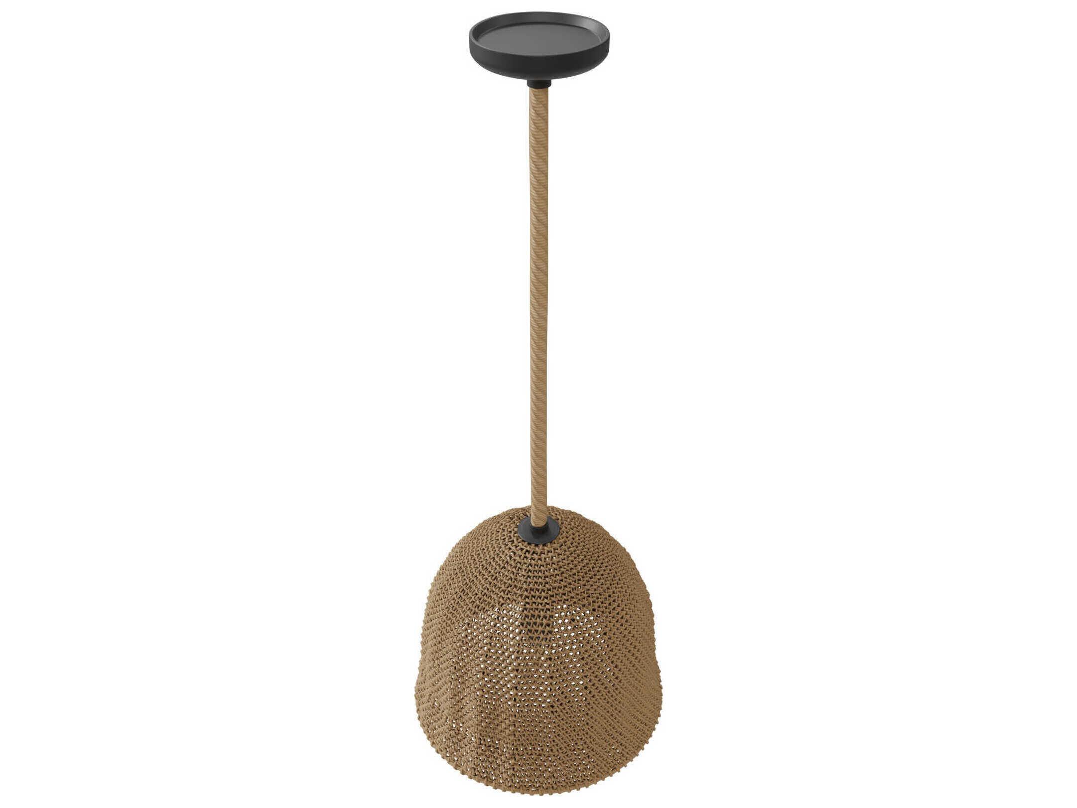 Avenue Lighting Malibu 1-Light Natural Hemp Rope Brown Bell Pendant