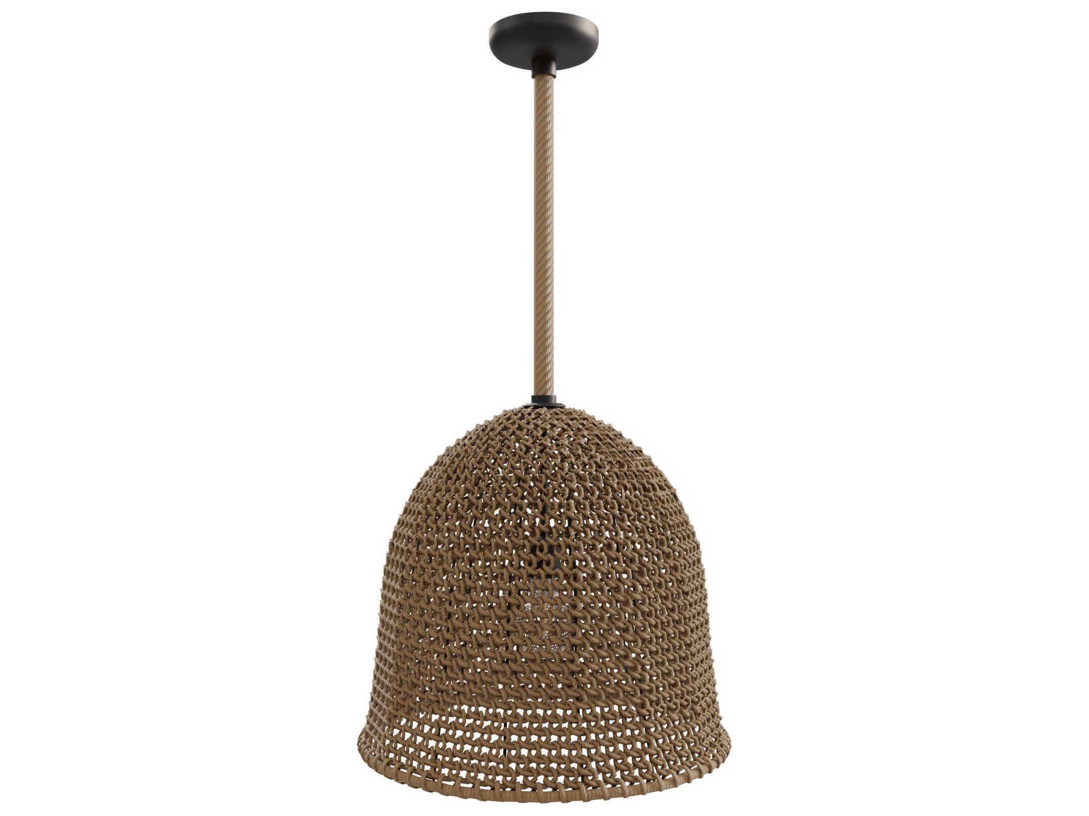 Avenue Lighting Malibu 1-Light Natural Hemp Rope Brown Bell Pendant