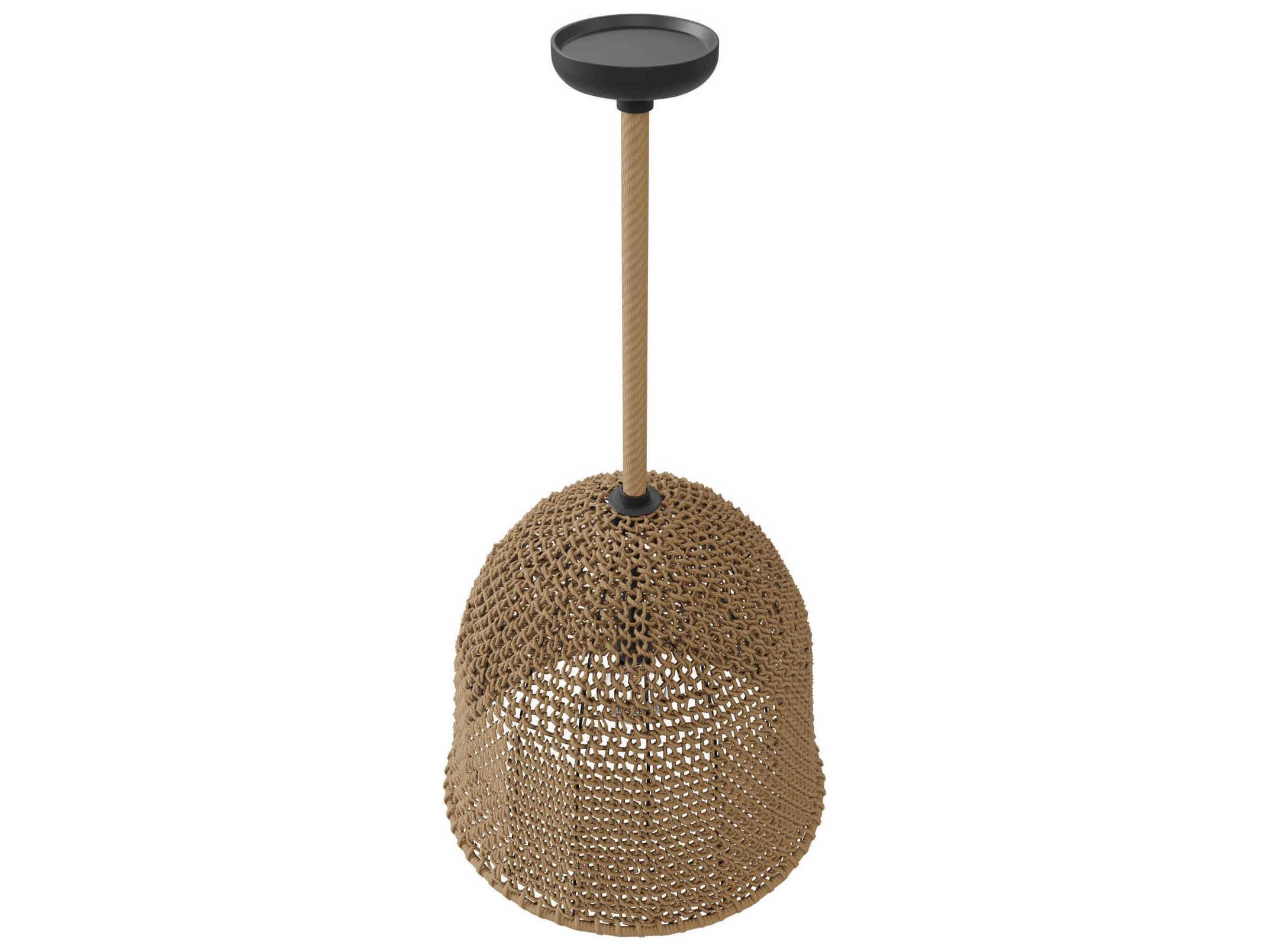 Avenue Lighting Malibu 1-Light Natural Hemp Rope Brown Bell Pendant