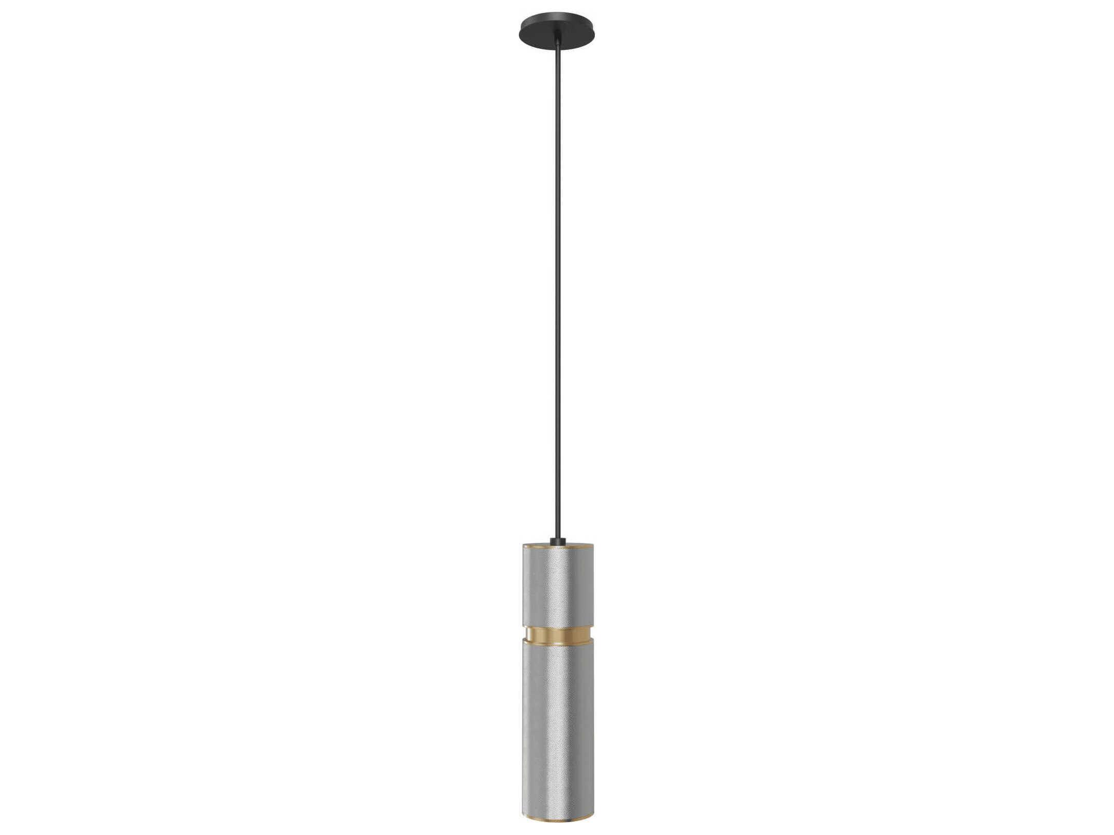 Avenue Lighting Cicada 1-Light Knurled Light Grey Brass Cylinder Mini Pendant