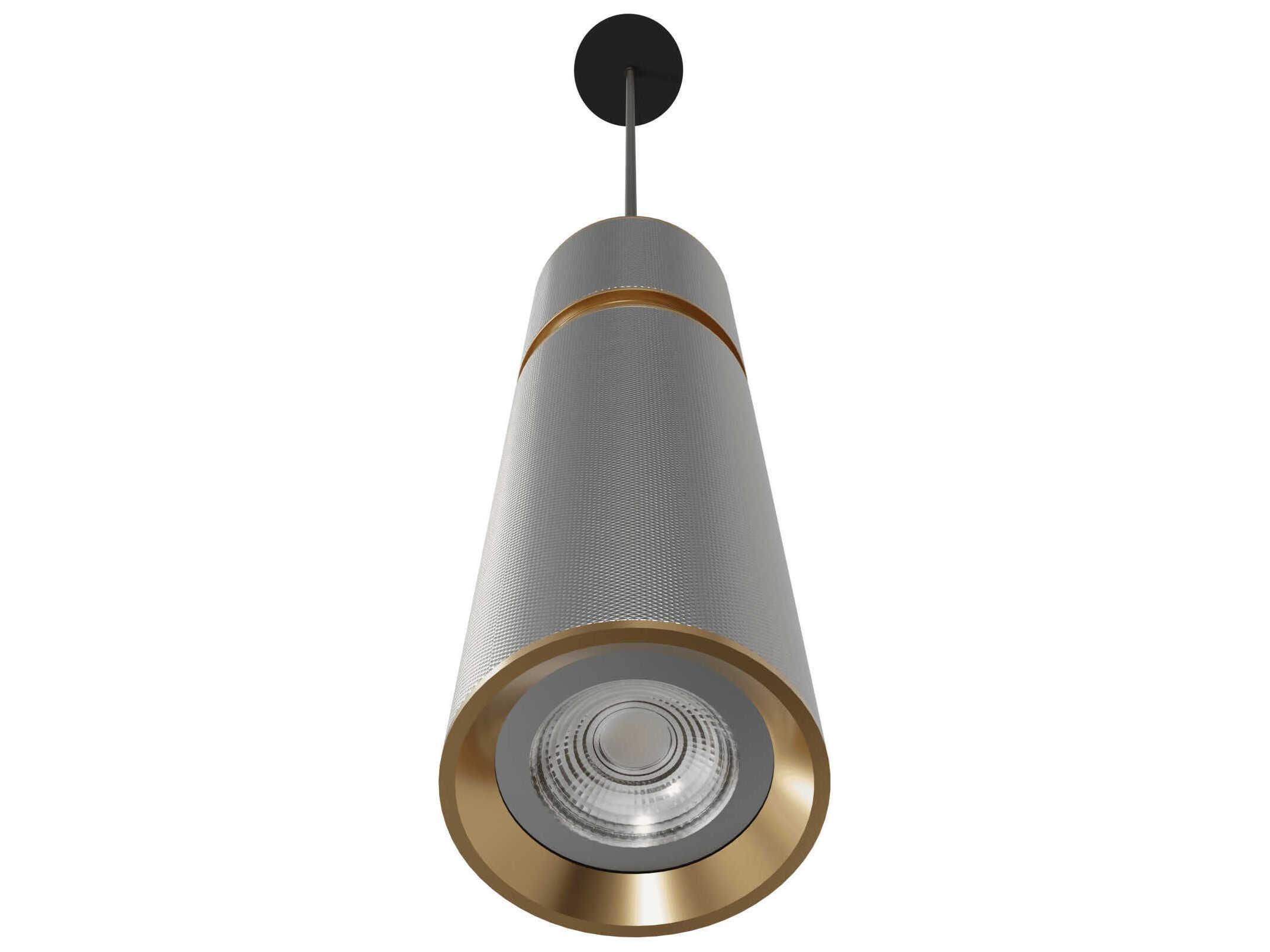 Avenue Lighting Cicada 1-Light Knurled Light Grey Brass Cylinder Mini Pendant