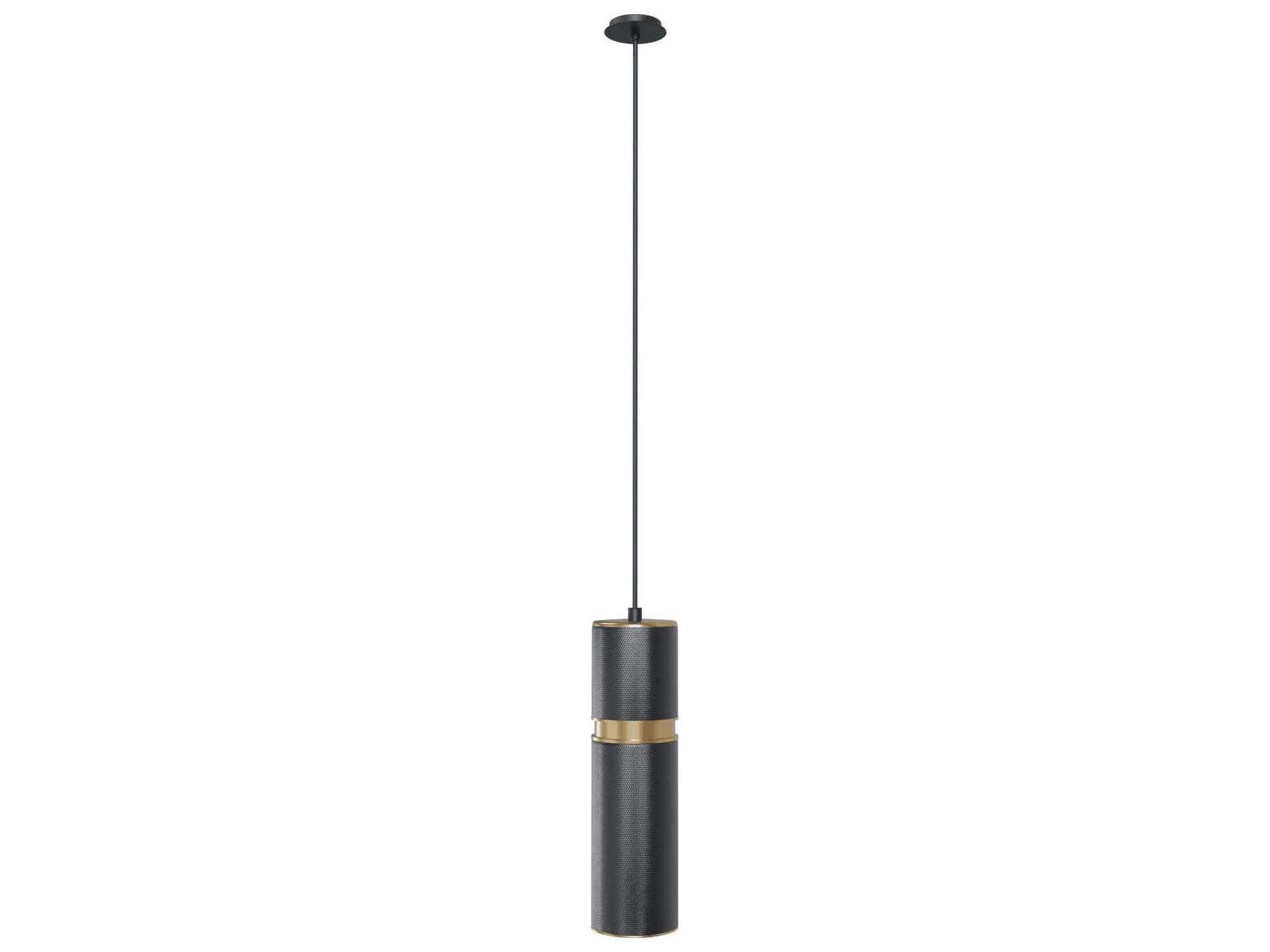 Avenue Lighting Cicada 1-Light Knurled Dark Grey Brass Cylinder Mini Pendant