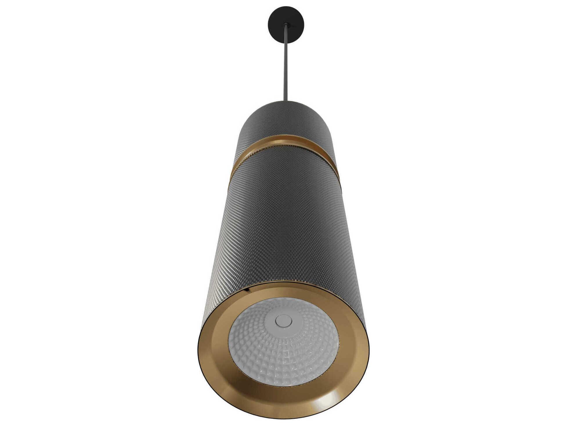 Avenue Lighting Cicada 1-Light Knurled Dark Grey Brass Cylinder Mini Pendant