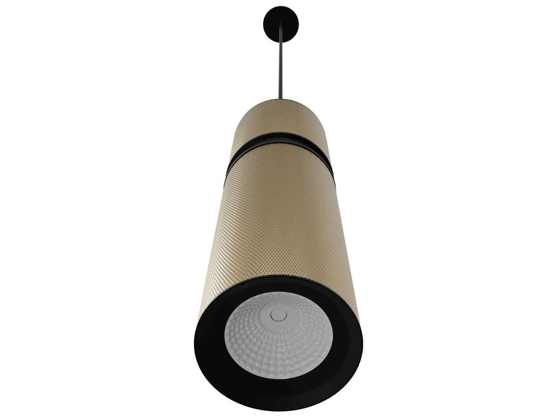 Avenue Lighting Cicada 1-Light Knurled Brass Black Cylinder Mini Pendant