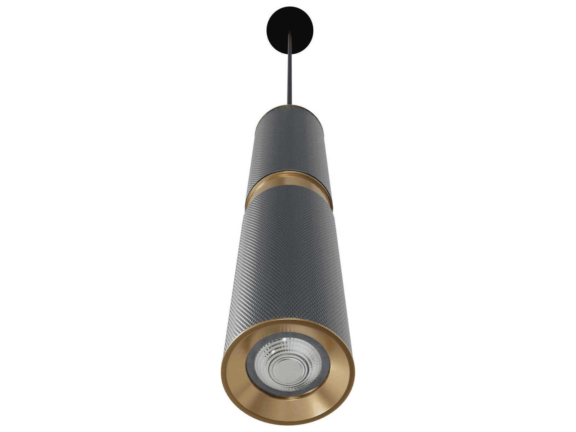 Avenue Lighting Cicada 1-Light Knurled Light Grey Brass Cylinder Mini Pendant