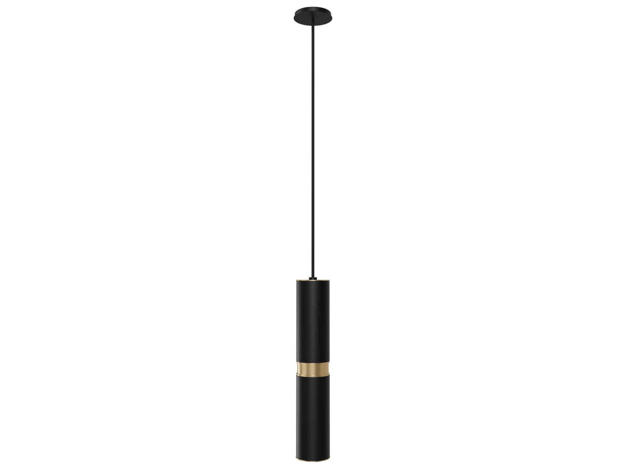 Avenue Lighting Cicada 1-Light Black Knurled Brass Cylinder Mini Pendant