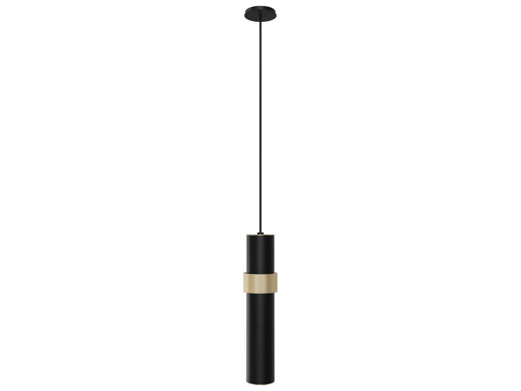 Avenue Lighting Cicada 1-Light Black Knurled Brass Cylinder Mini Pendant