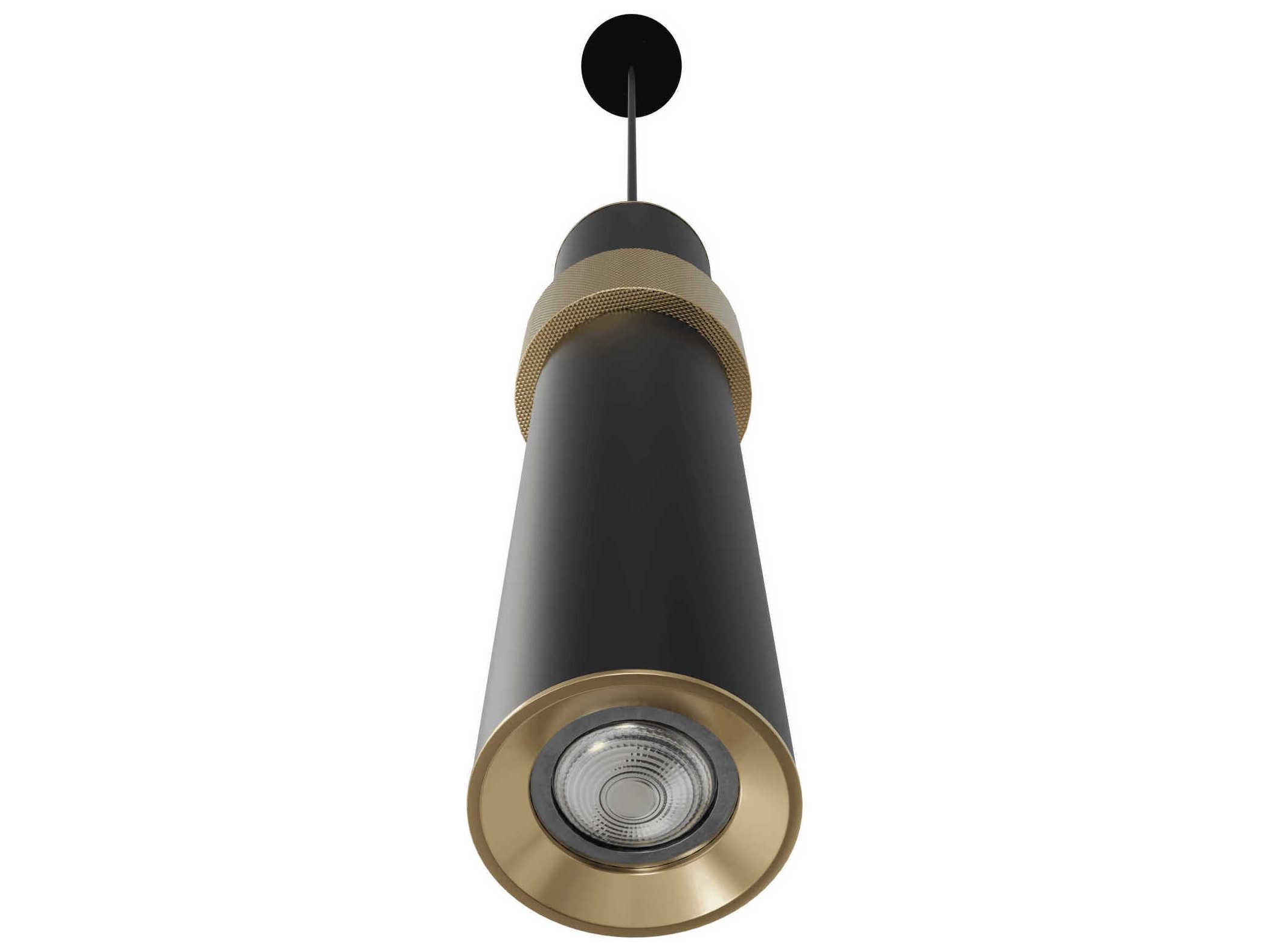 Avenue Lighting Cicada 1-Light Black Knurled Brass Cylinder Mini Pendant