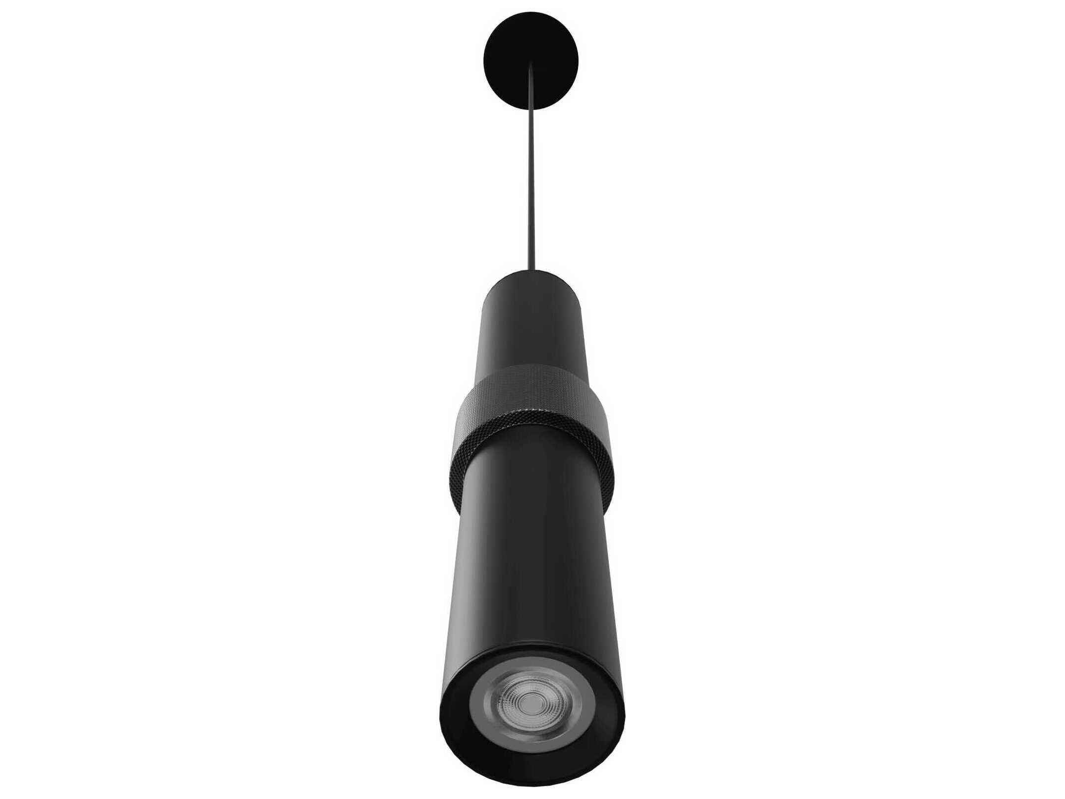 Avenue Lighting Cicada 1-Light Black Knurled Cylinder Mini Pendant
