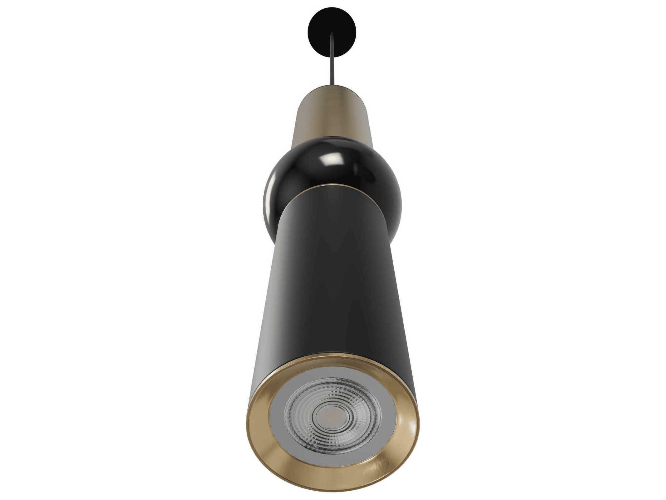 Avenue Lighting Cicada 1-Light Brushed Brass Black Cylinder Mini Pendant