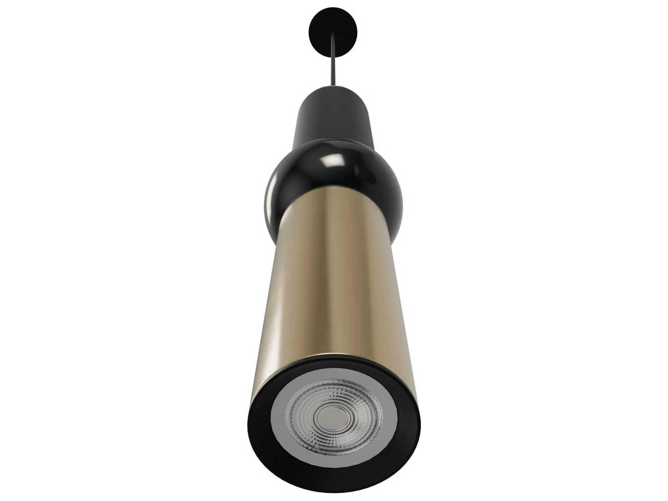 Avenue Lighting Cicada 1-Light Brushed Brass Black Cylinder Mini Pendant