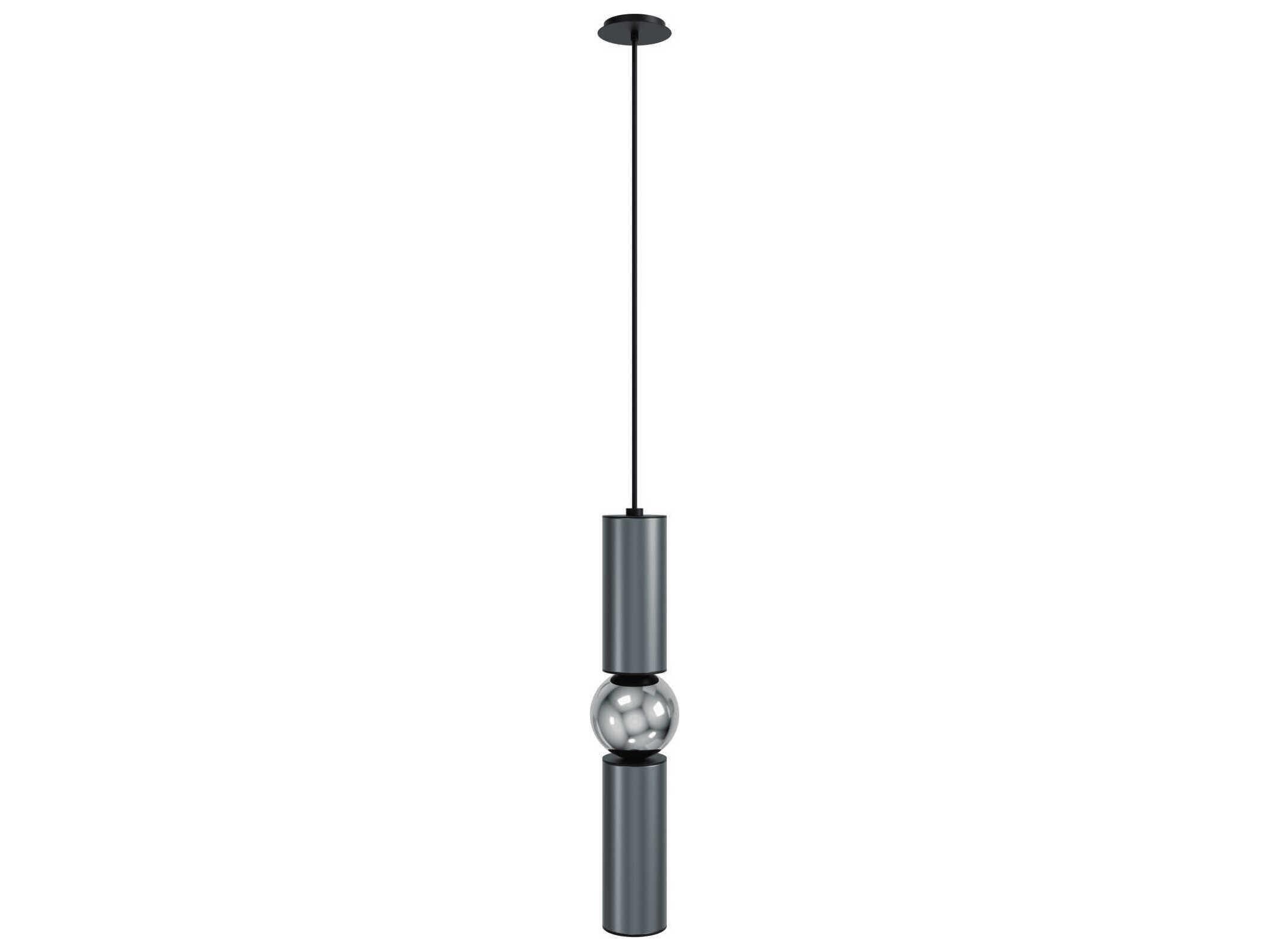 Avenue Lighting Cicada 1-Light Grey Chrome Cylinder Mini Pendant