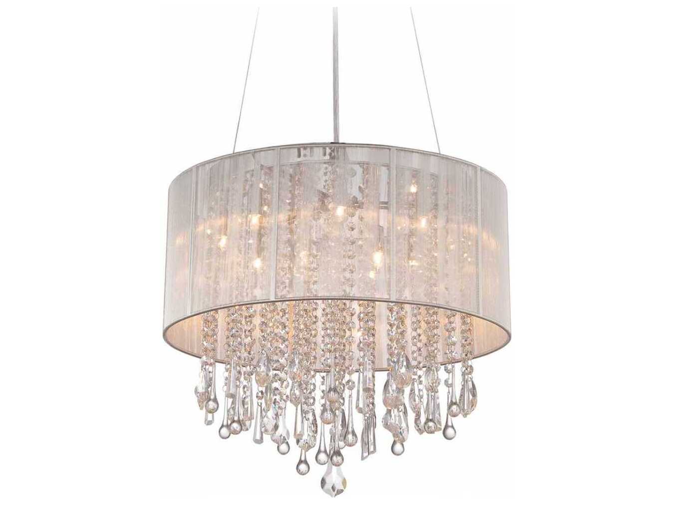 Avenue Lighting Beverly Dr 12-Light Silver Silk String Drum Pendant
