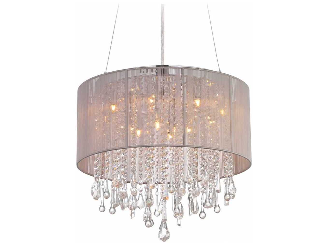 Avenue Lighting Beverly Dr 12-Light Taupe Silk String Brown Drum Pendant