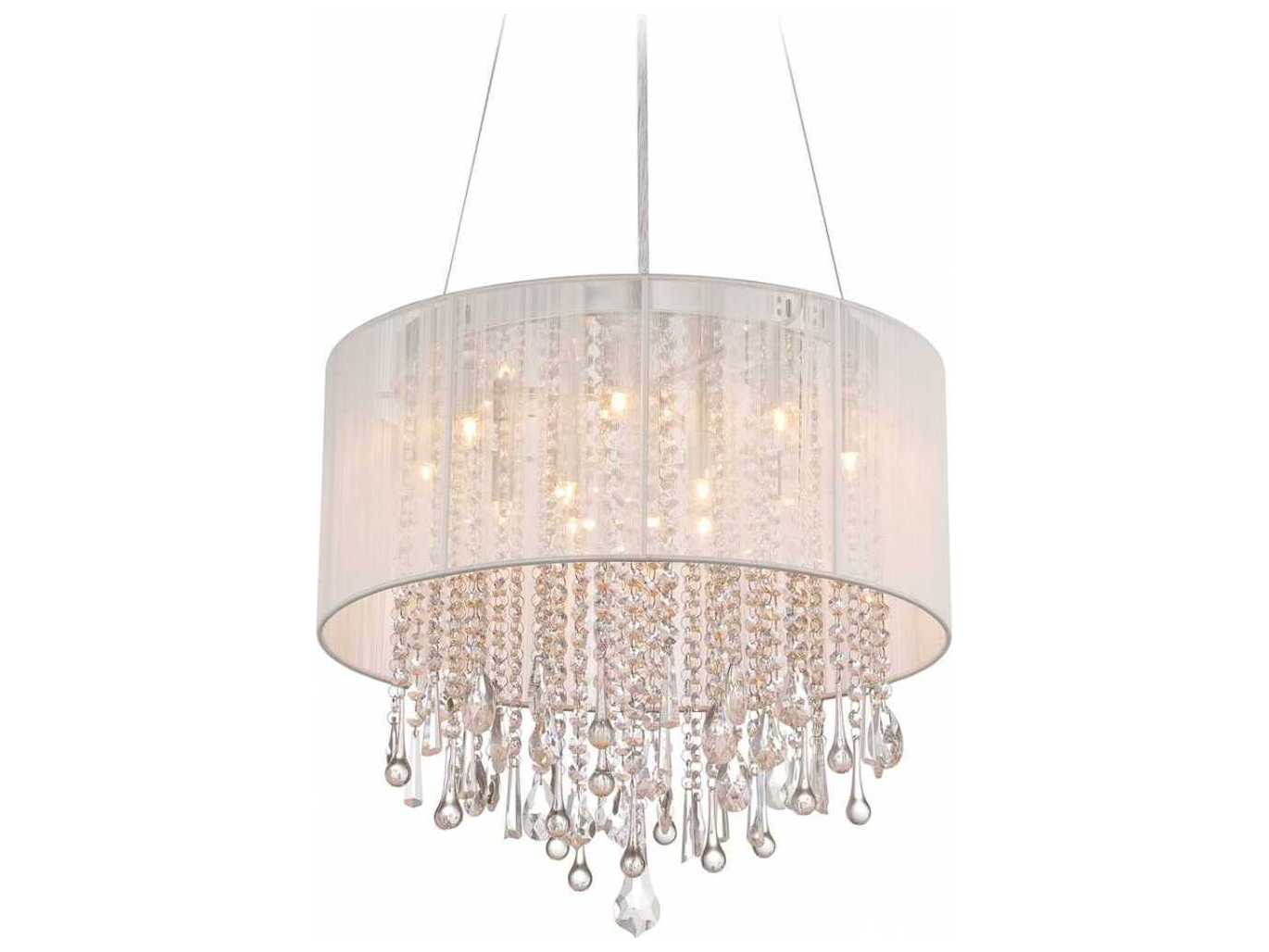 Avenue Lighting Beverly Dr 12-Light White Silk String Drum Pendant