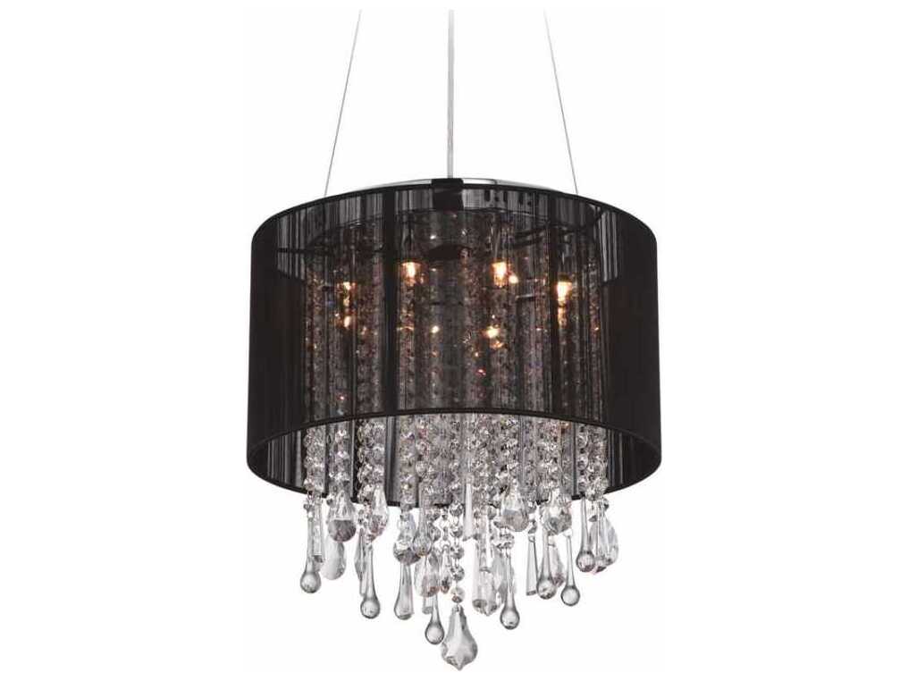 Avenue Lighting Beverly Dr 8-Light Black Silk String Drum Pendant