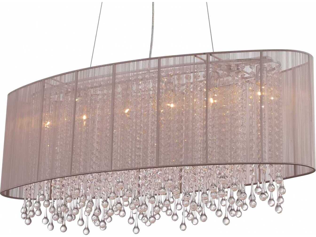 Avenue Lighting Beverly Dr 6-Light Taupe Silk String Brass Island Pendant