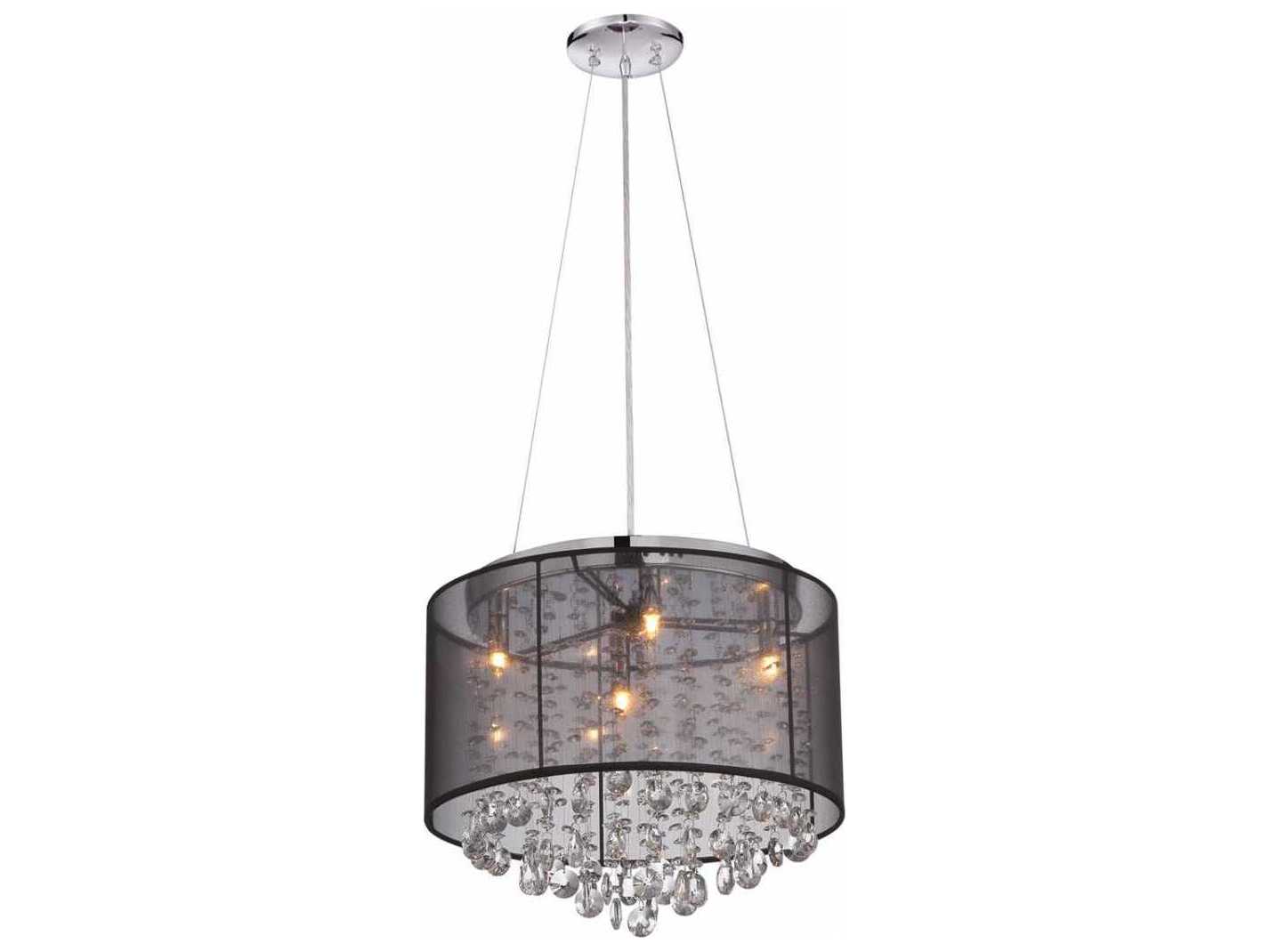 Avenue Lighting Riverside Dr 4-Light Black Organza Silk Drum Pendant