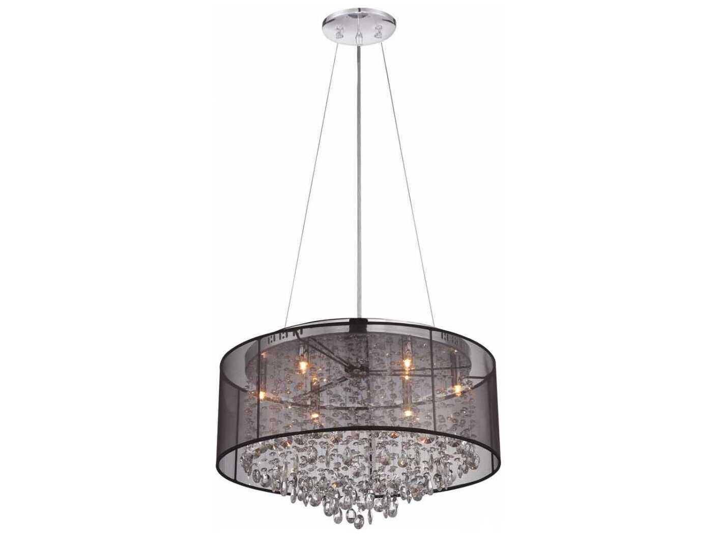 Avenue Lighting Riverside Dr 6-Light Black Organza Silk Drum Pendant