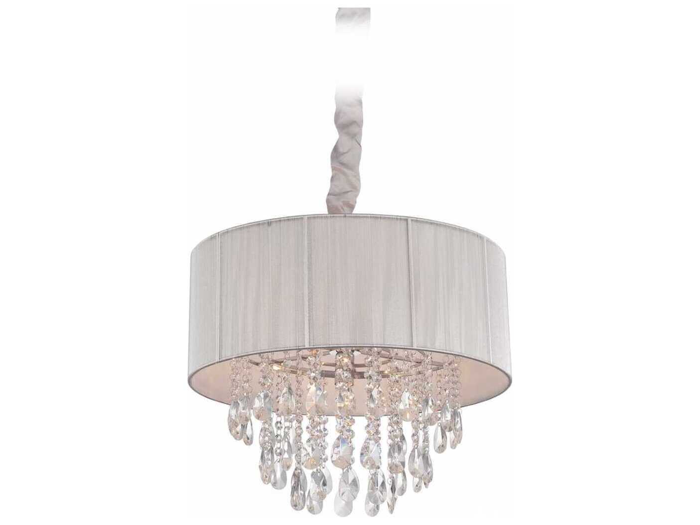 Avenue Lighting Vineland Ave 5-Light Silver Silk String Drum Pendant