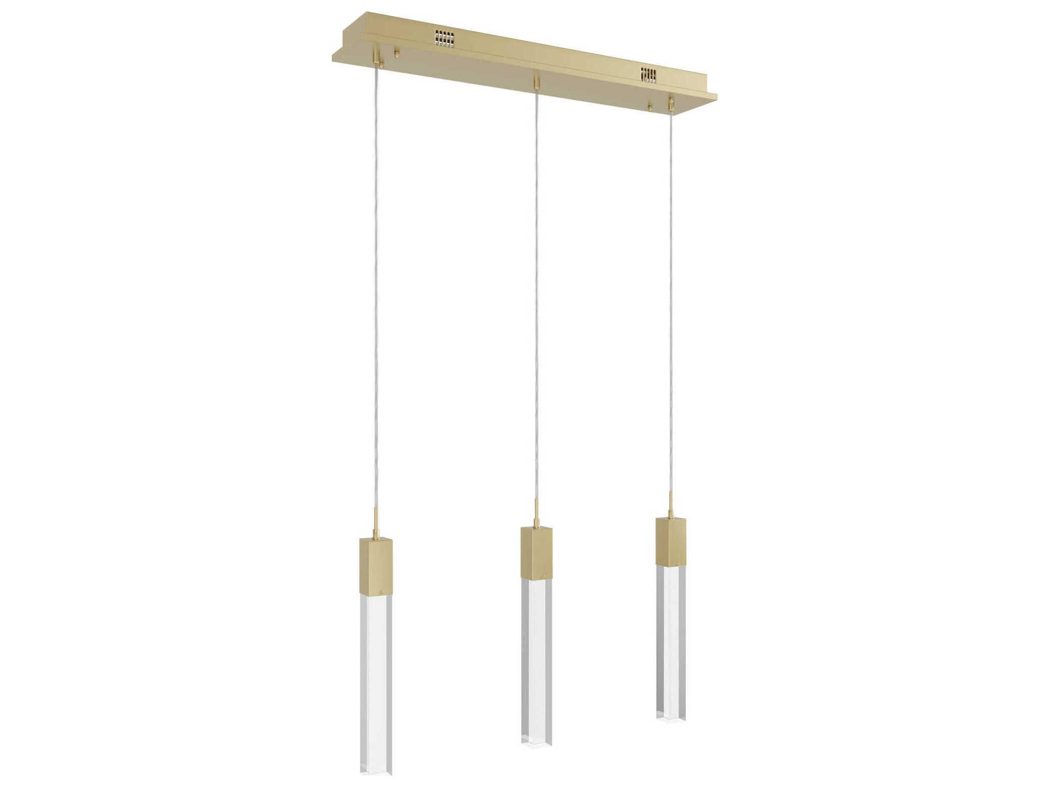 Avenue Lighting The Original Glacier 3-Light Brushed Brass Linear Pendant
