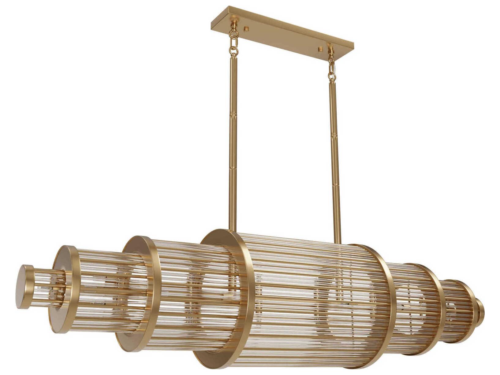Avenue Lighting Waldorf 28-Light Aged Brass Linear Island Pendant
