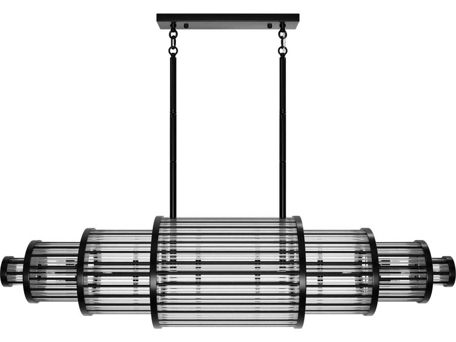 Avenue Lighting Waldorf 28-Light Polished Gunmetal Black Linear Island Pendant