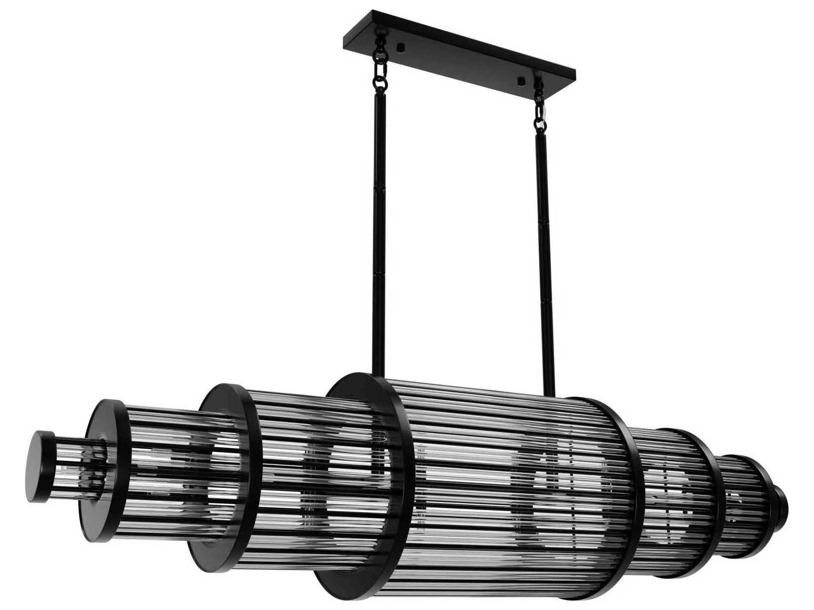 Avenue Lighting Waldorf 28-Light Polished Gunmetal Black Linear Island Pendant