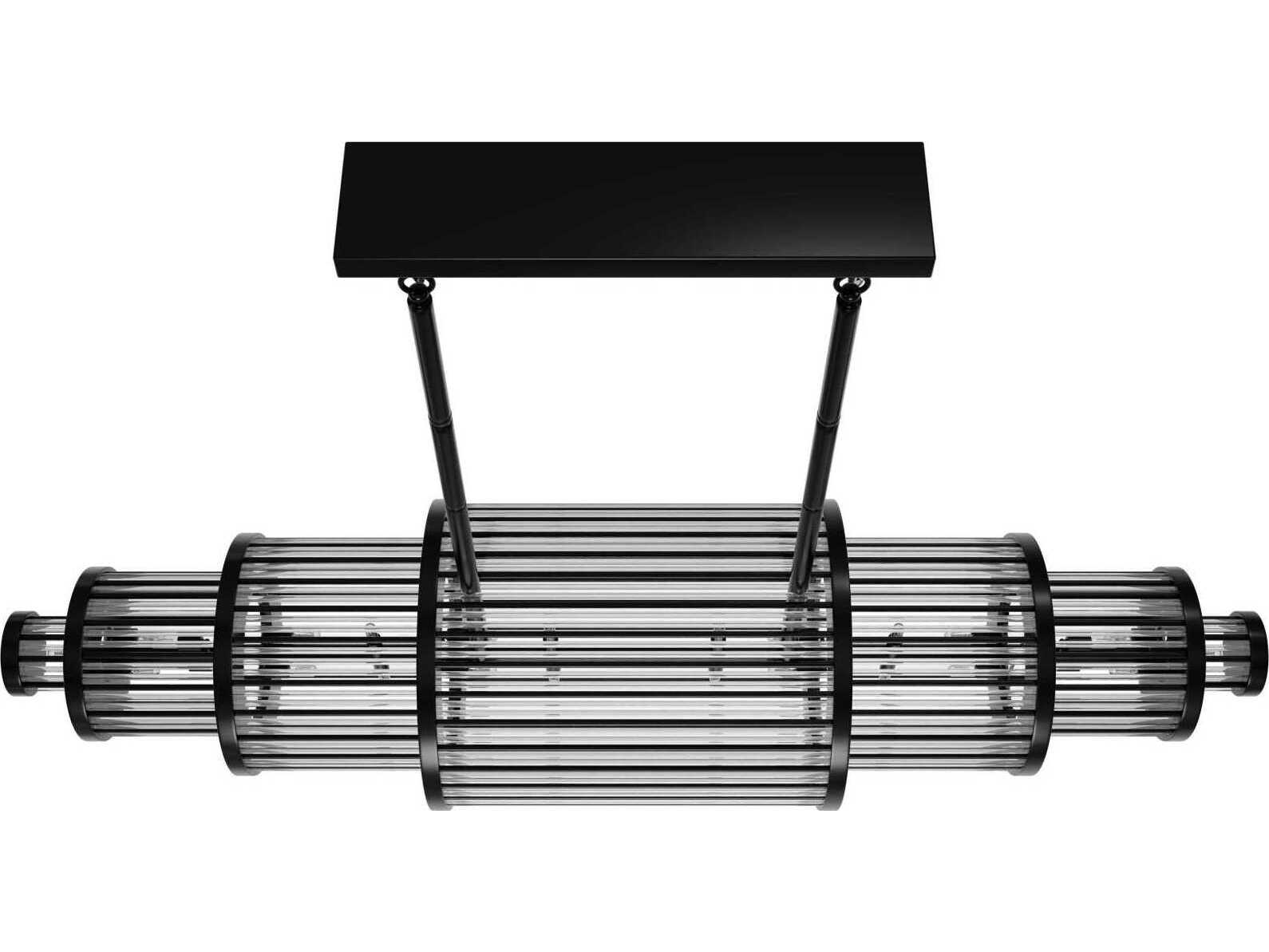 Avenue Lighting Waldorf 28-Light Polished Gunmetal Black Linear Island Pendant