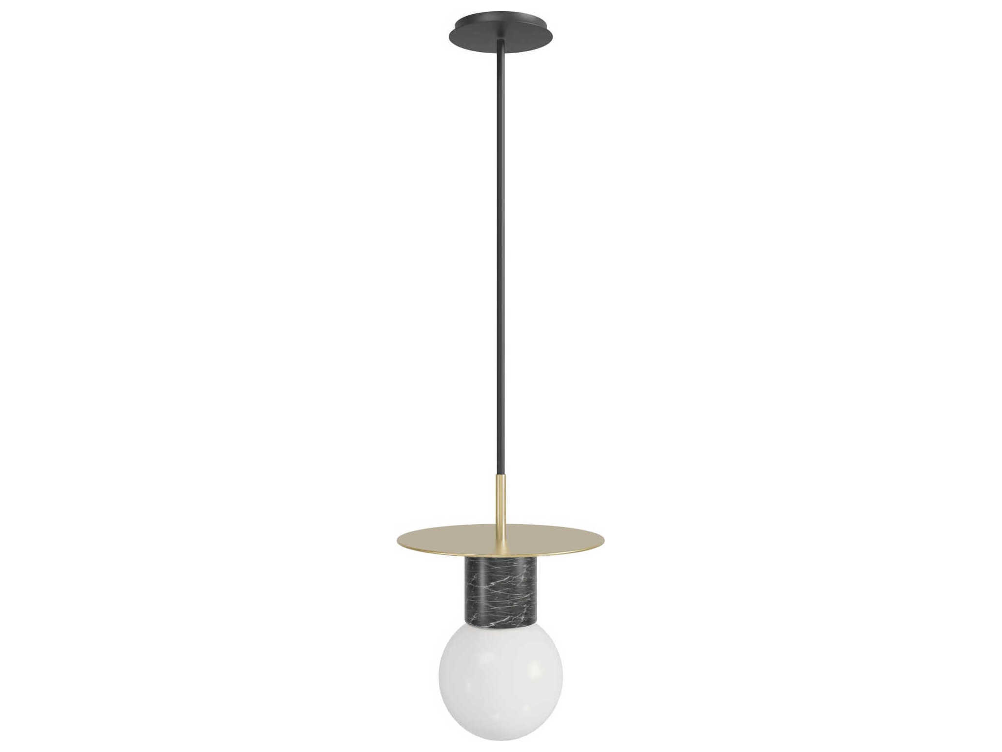 Avenue Lighting Newport 1-Light Brushed Brass Black Mini Pendant