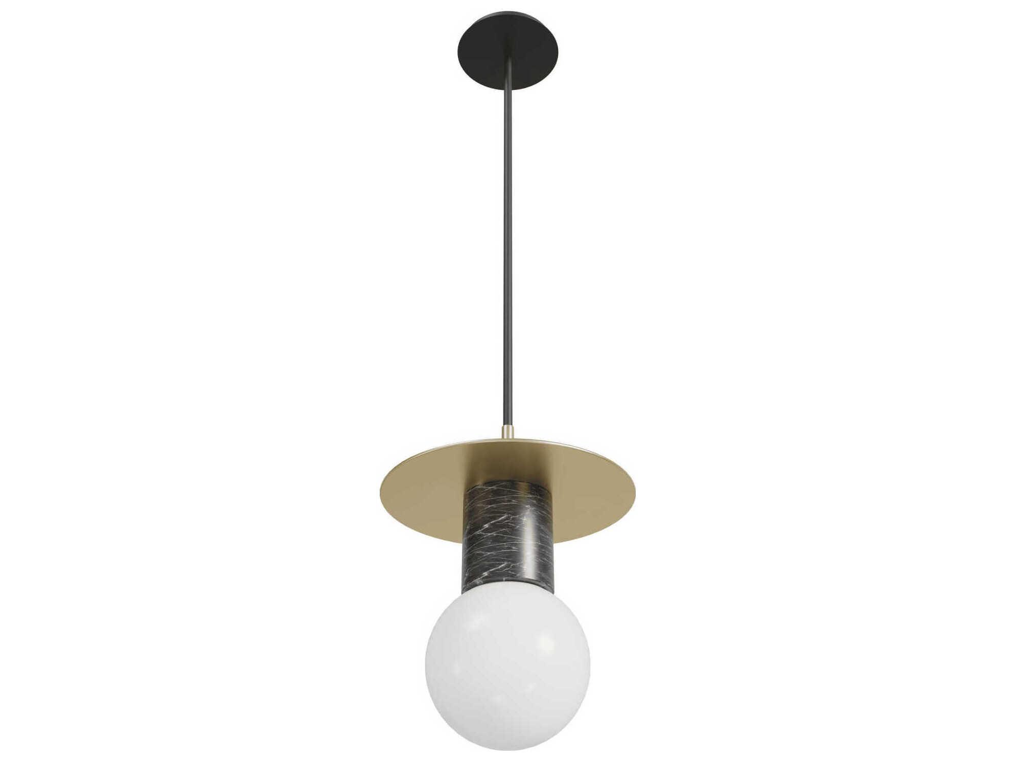 Avenue Lighting Newport 1-Light Brushed Brass Black Mini Pendant
