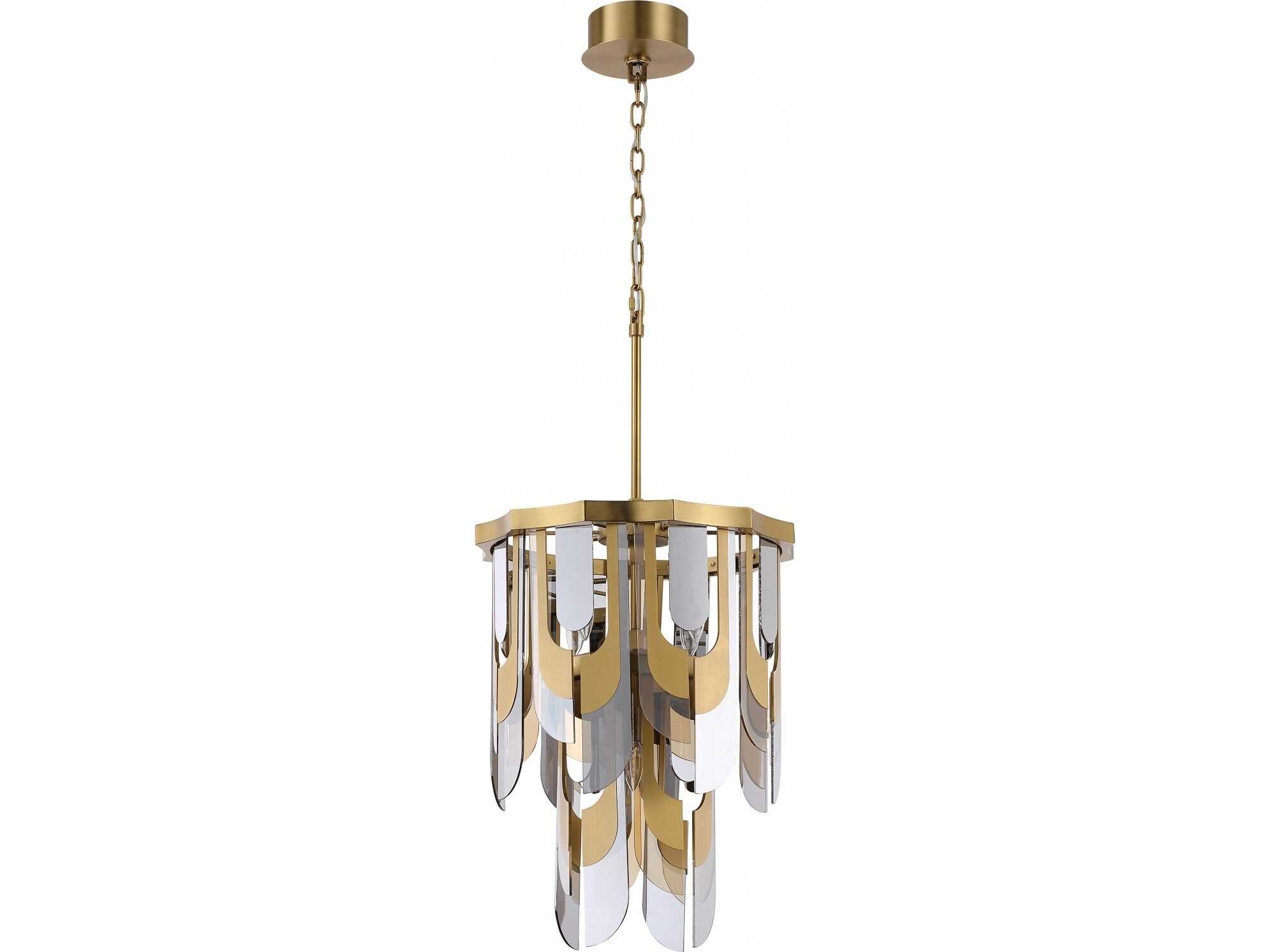 Avenue Lighting Paramount 7-Light Aged Brass Geometric Tiered Pendant