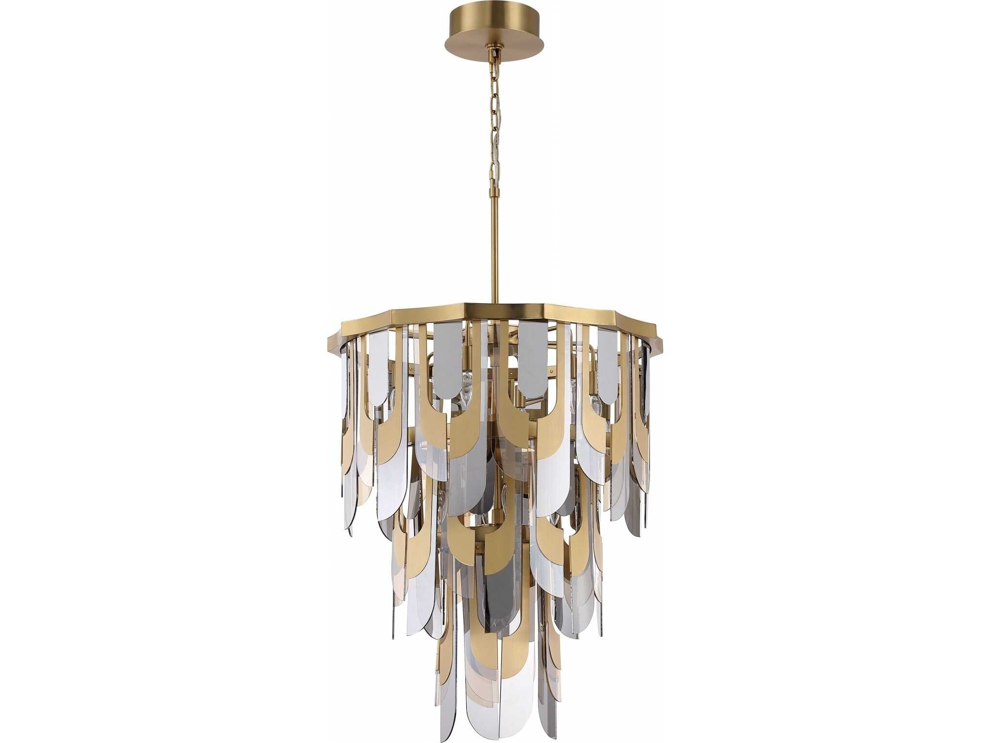 Avenue Lighting Paramount 10-Light Aged Brass Geometric Tiered Pendant