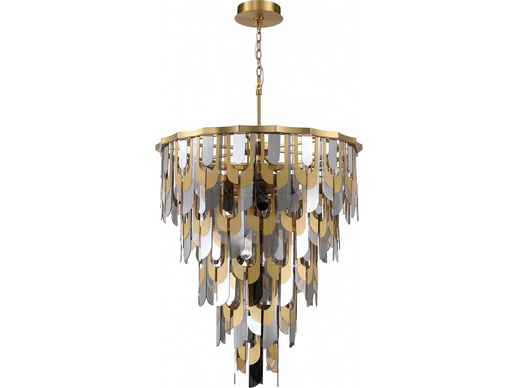 Avenue Lighting Paramount 25-Light Aged Brass Geometric Tiered Pendant