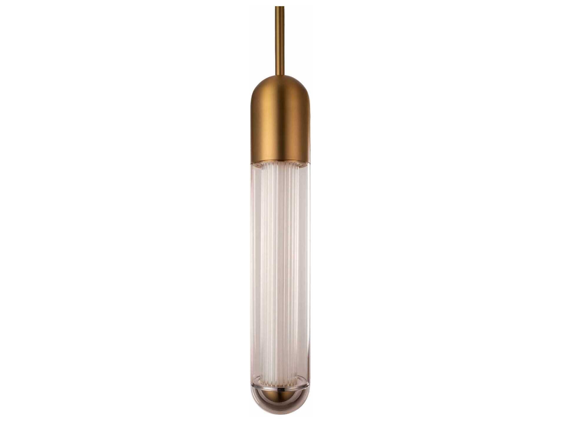 Avenue Lighting Nautilus 1-Light Aged Brass Cylinder Mini Pendant