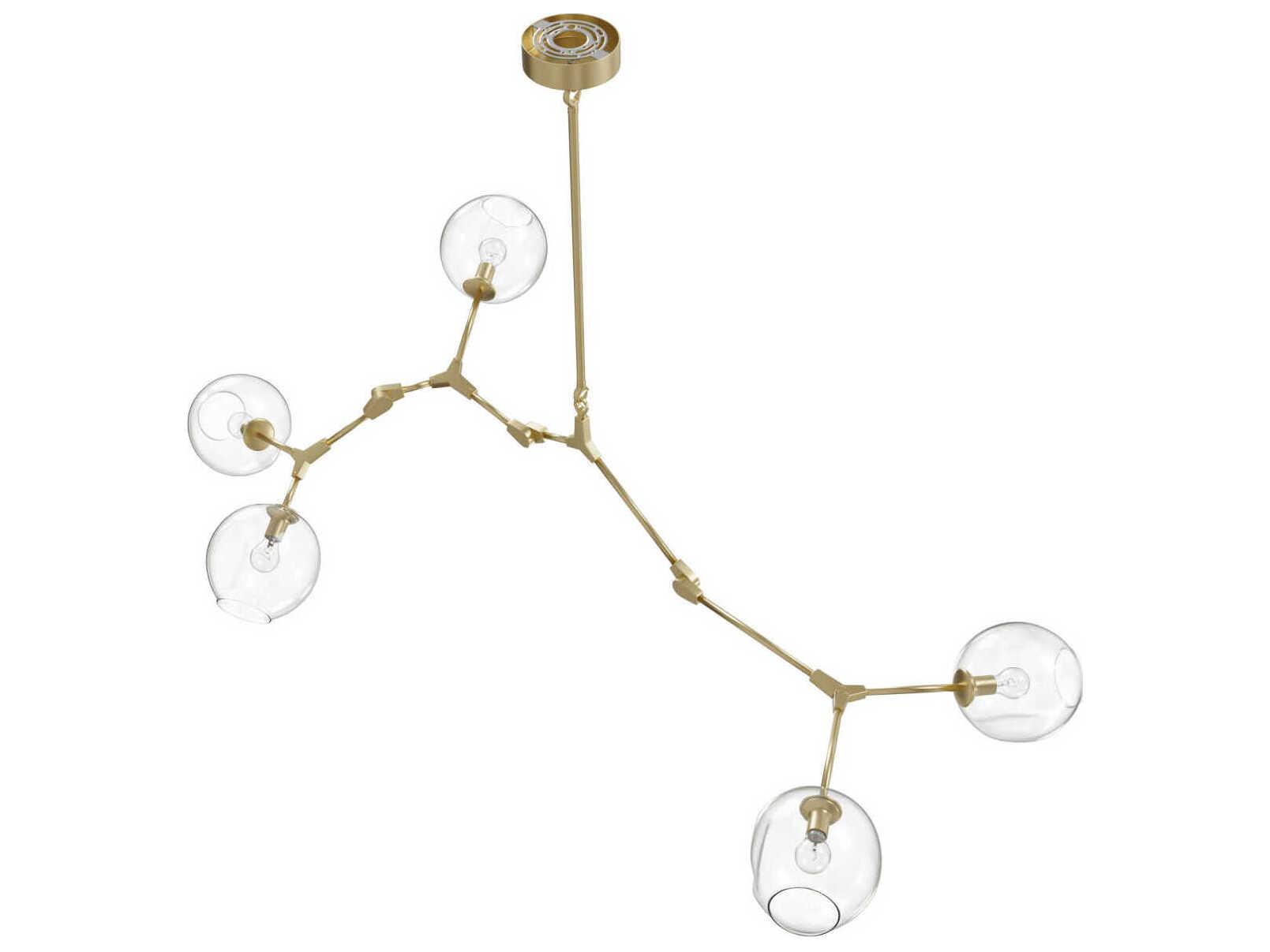 Avenue Lighting Fairfax Ave 5-Light Brushed Brass Globe Island Pendant