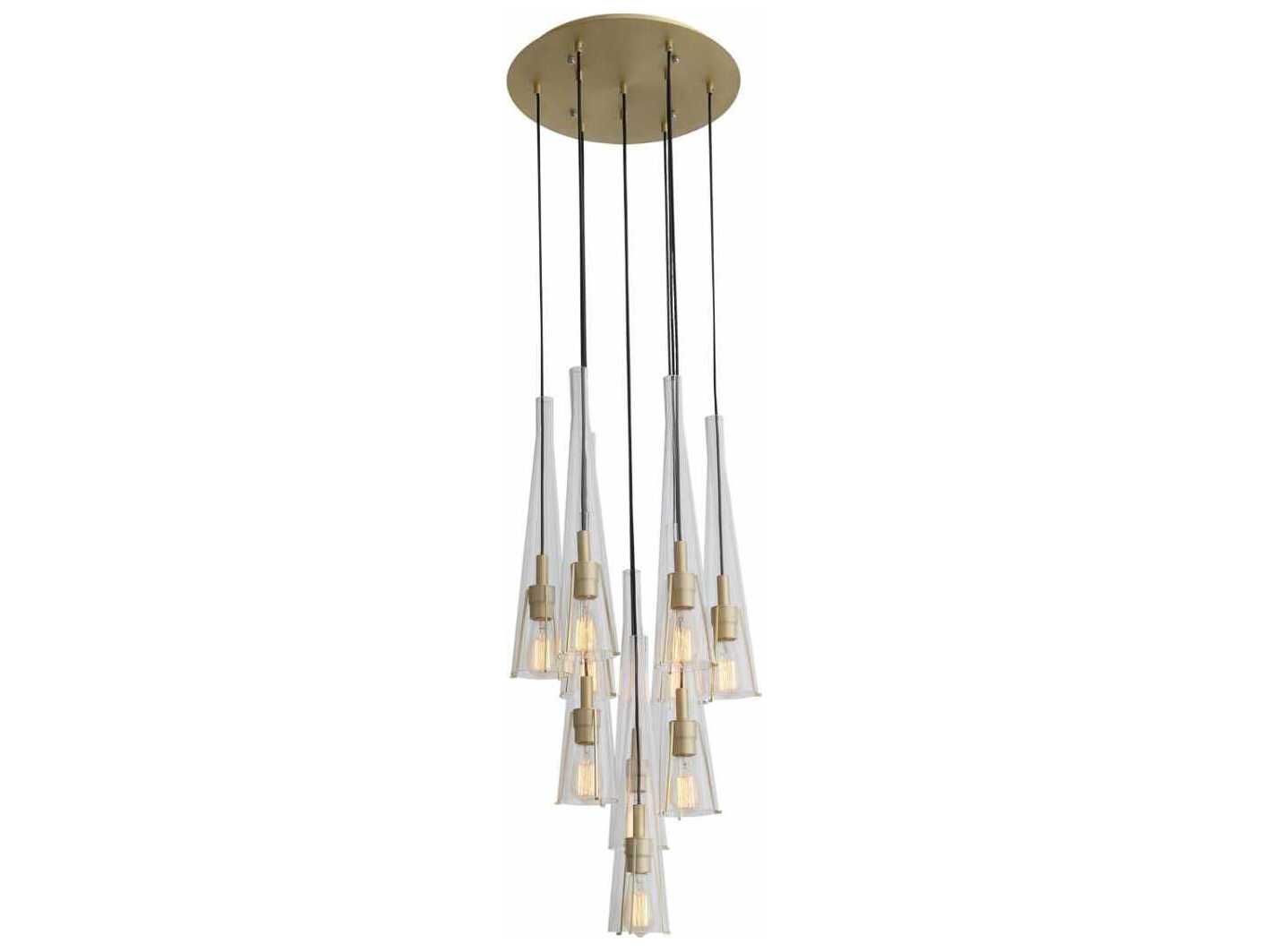 Avenue Lighting Abbey Park 10-Light Brushed Brass Pendant