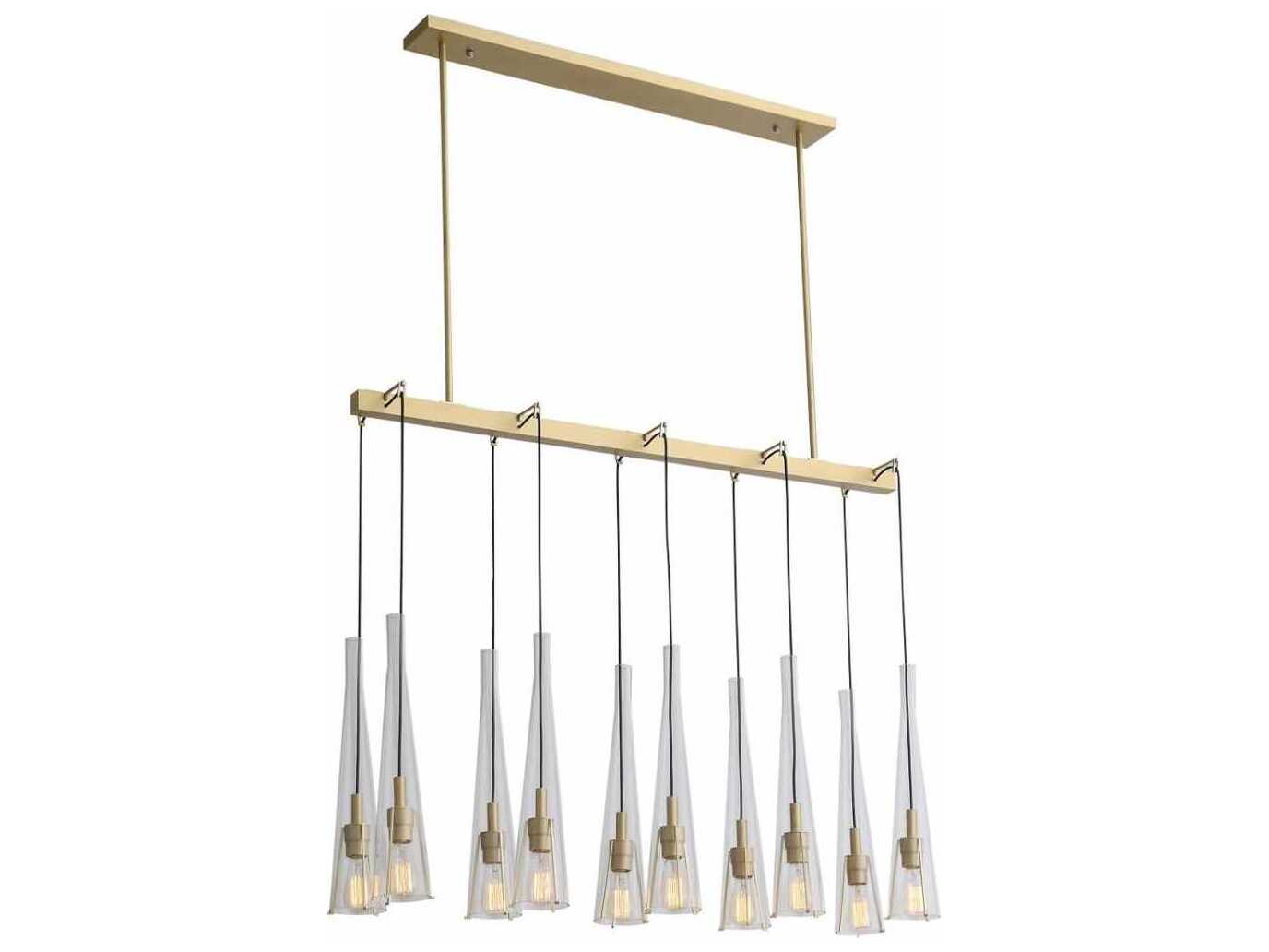 Avenue Lighting Abbey Park 10-Light Brushed Brass Linear Island Pendant