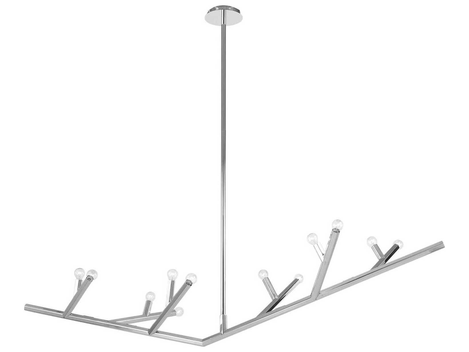 Avenue Lighting The Oaks 12-Light Polished Nickel Linear Island Pendant