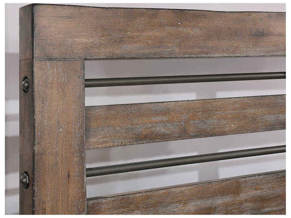 Avalon Furniture Brushed Acacia Brown Wood Queen Panel Bed with Bench