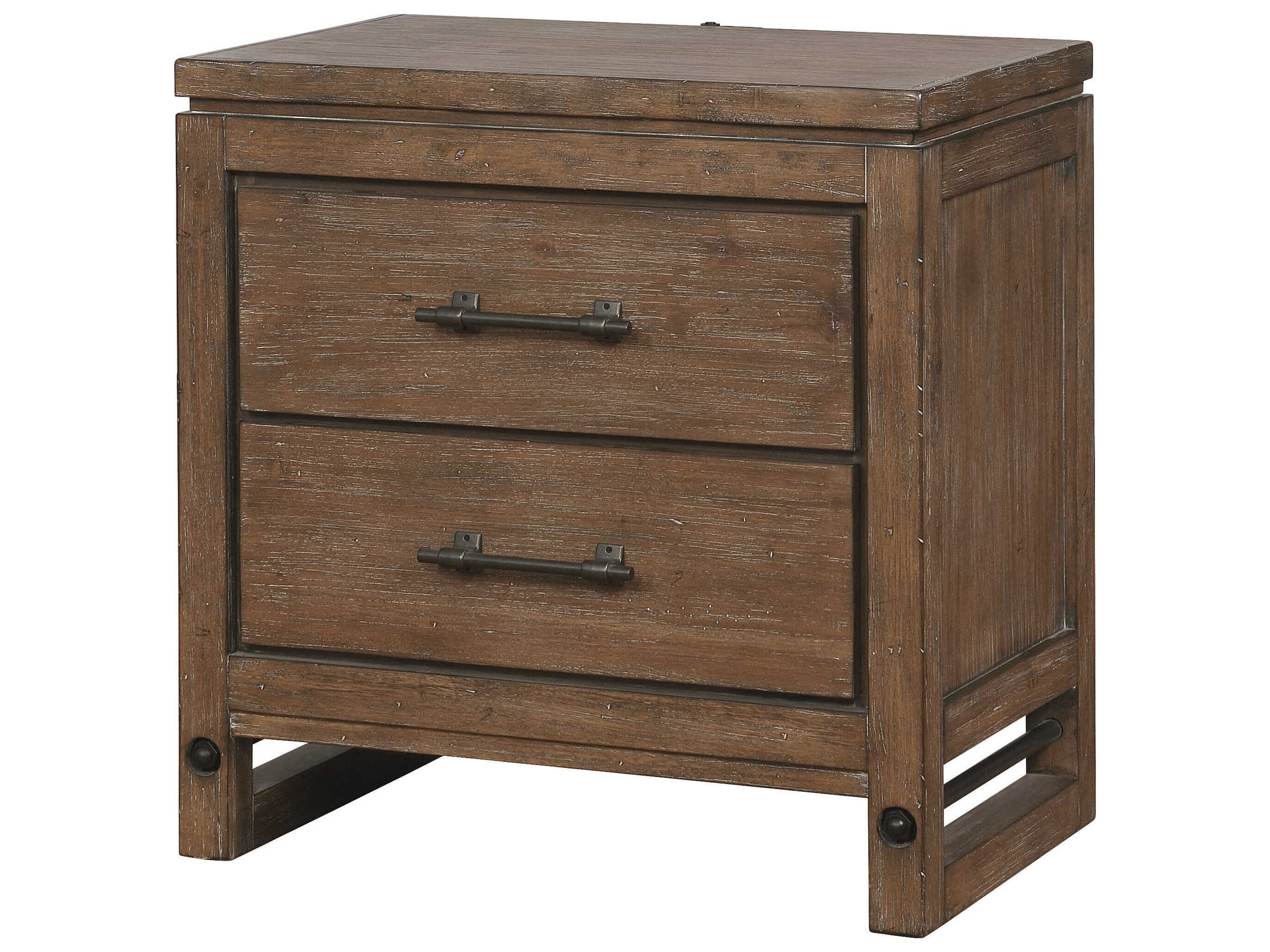 Avalon Furniture 2-Drawers Brown Acacia Wood Nightstand